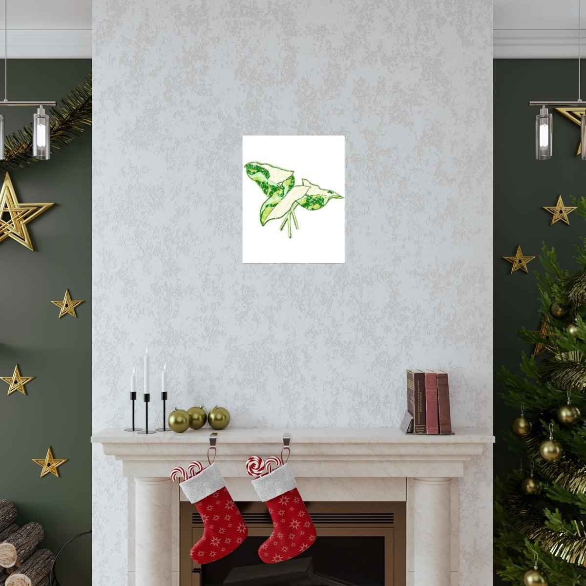 Marble Syngonium Botanical Print – Unframed Wall Art