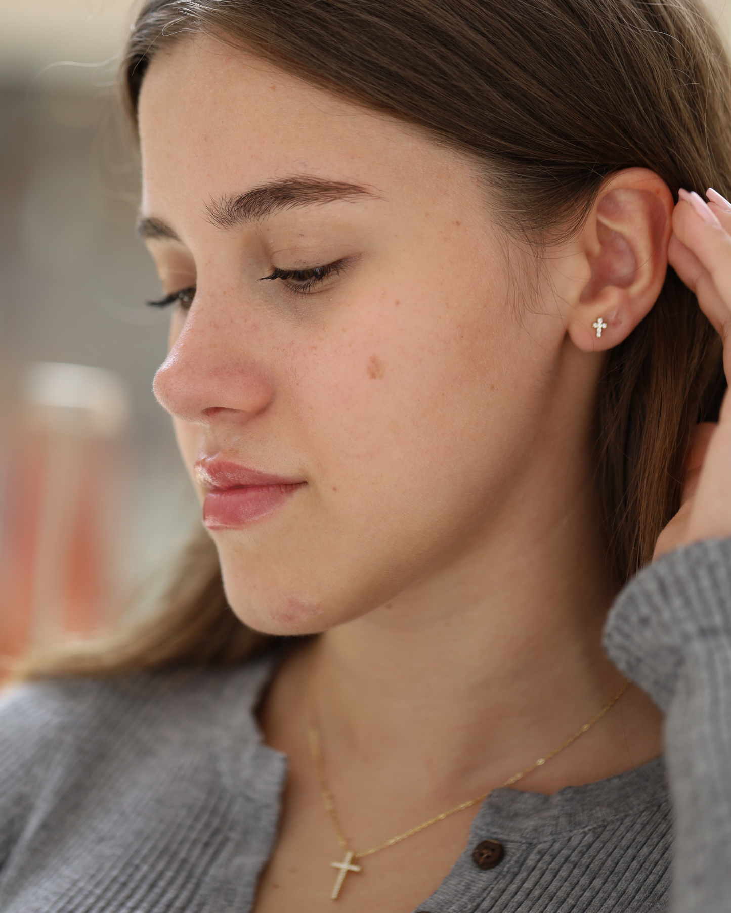 Cross Flat Back Studs