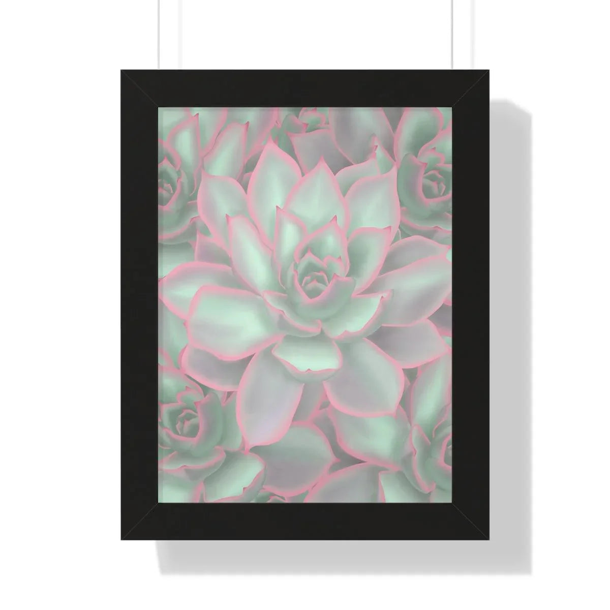 Echeveria Violet Queen Succulent Pattern Framed Print – Botanical Wall Art