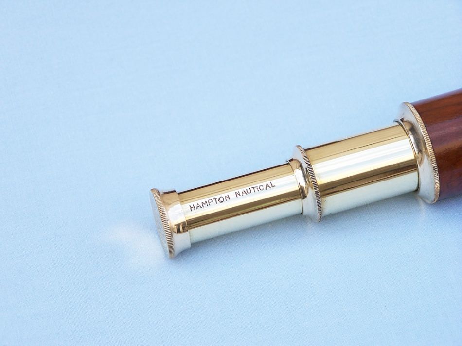 Deluxe Class Solid Brass - Wood Scout's Spyglass Telescope 7"" w/ Rosewood Box