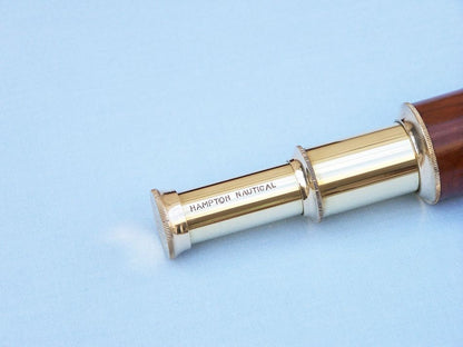 Deluxe Class Solid Brass - Wood Scout's Spyglass Telescope 7"" w/ Rosewood Box