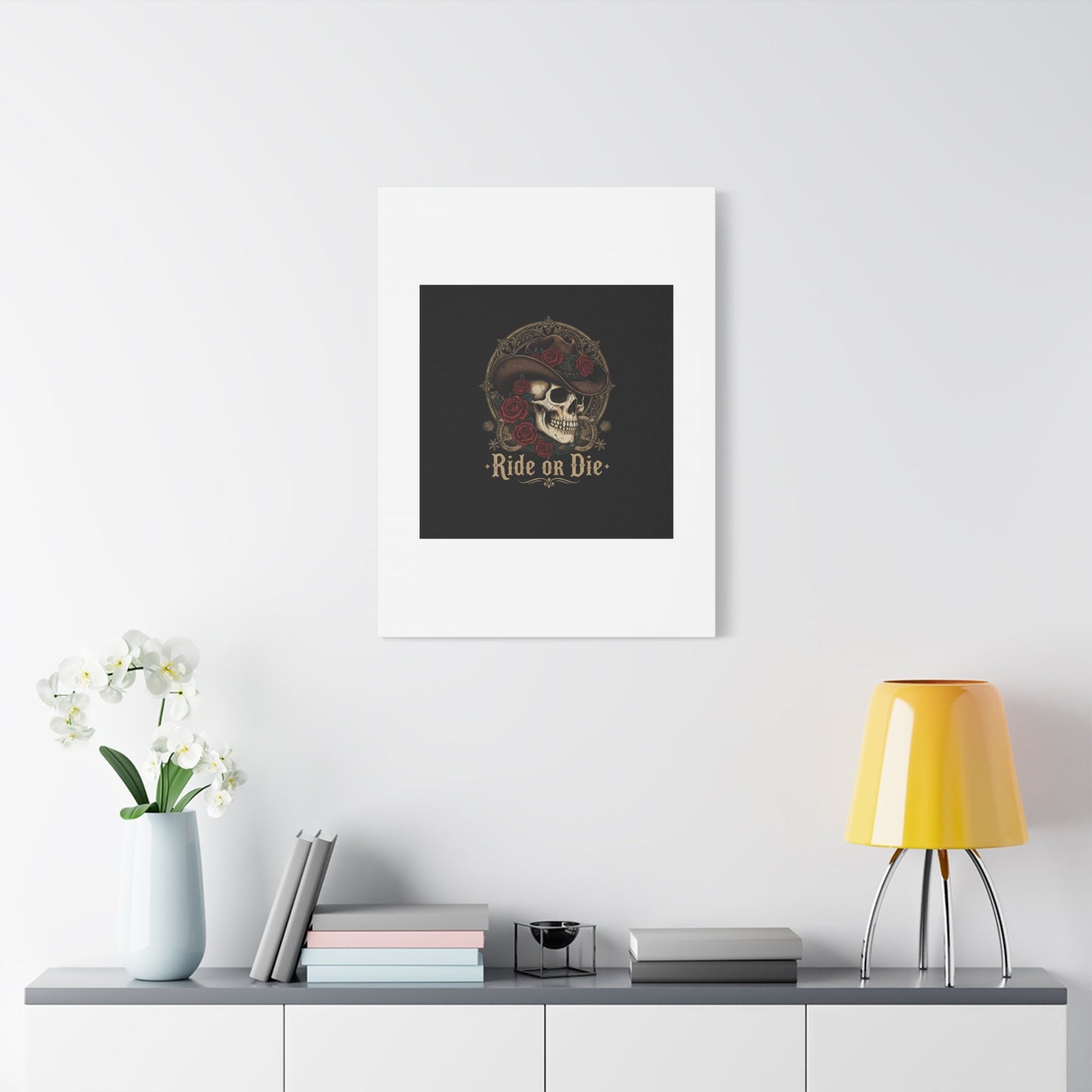 Ride or Die Skull Canvas | Western Skull Art, Gothic Americana
