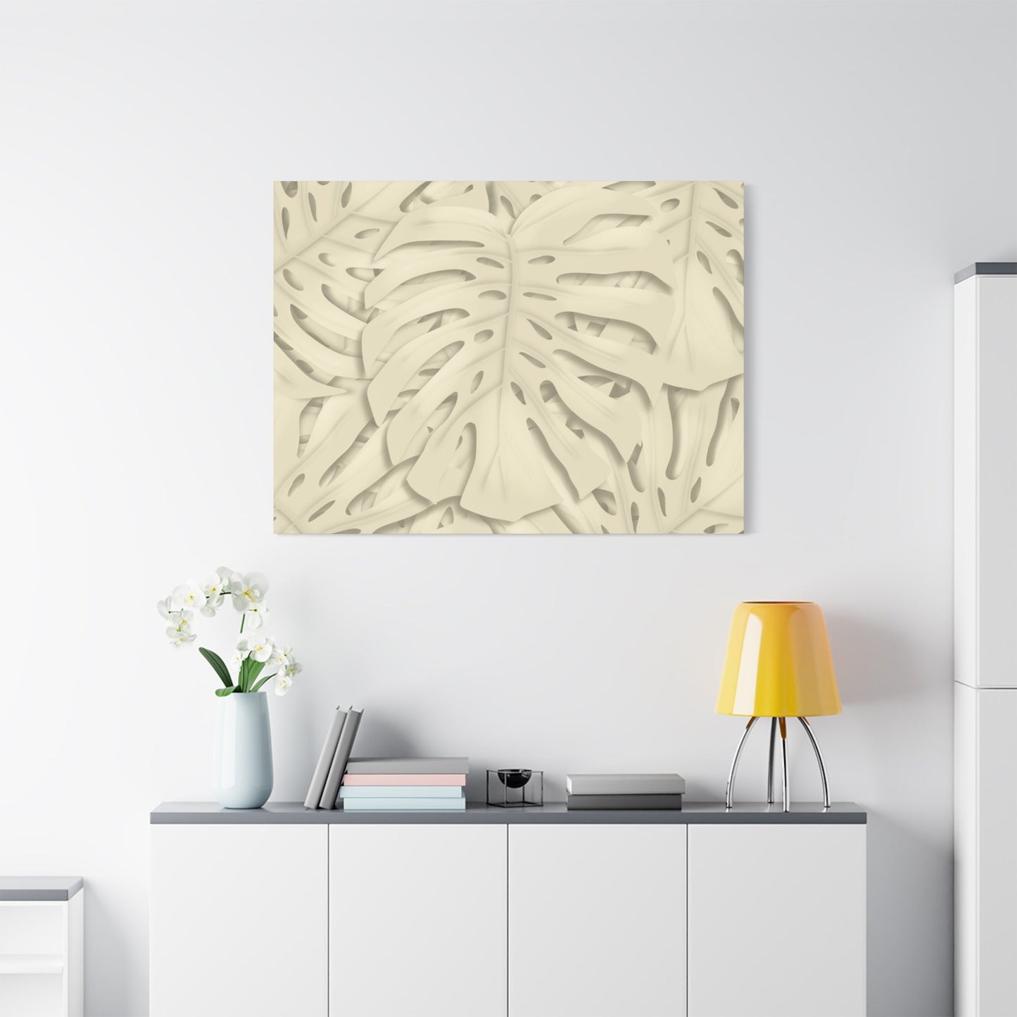 Beige Monstera Canvas Print – Botanical Wall Art