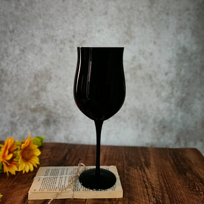 Vintage Glass Black Goblet Handmade High-end