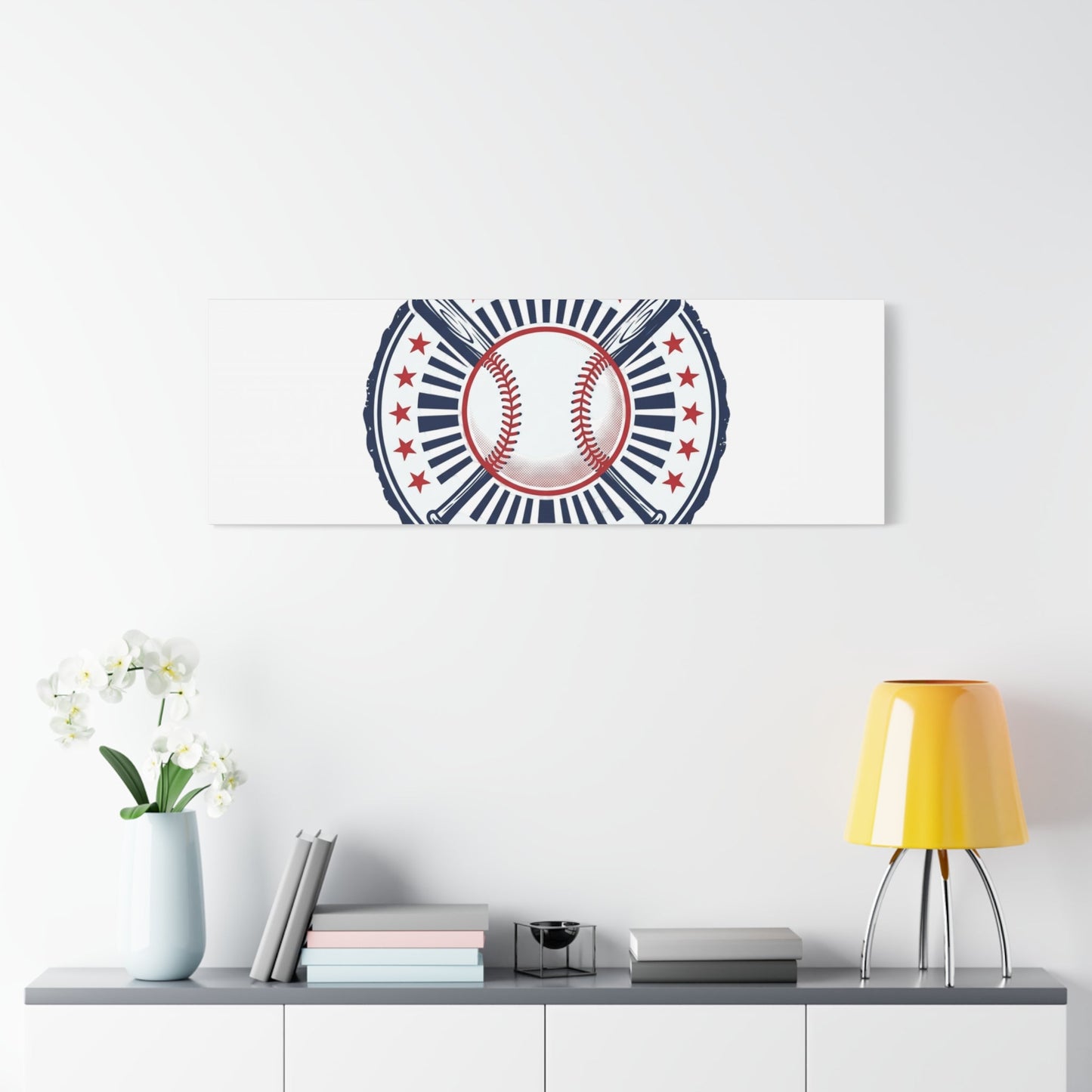 United by Baseball Canvas | Patriotic Baseball Graphic, Red White Blue Wall Art