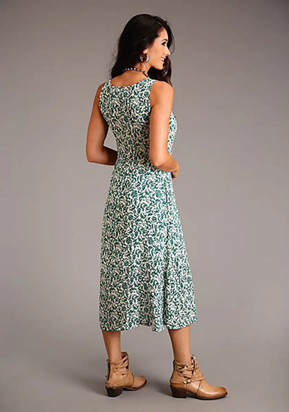 Stetson Floral Sleeveless Dress (Jade) - Women's Long Dress