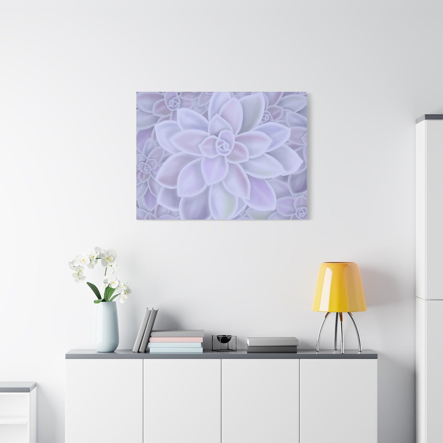 Graptopetalum Murasaki Succulent Pattern Canvas Print – Botanical Wall Art