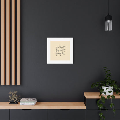 Just Breathe Stay Curious Create Joy Canvas | Messy Handwritten Typography, Doodle Text Art