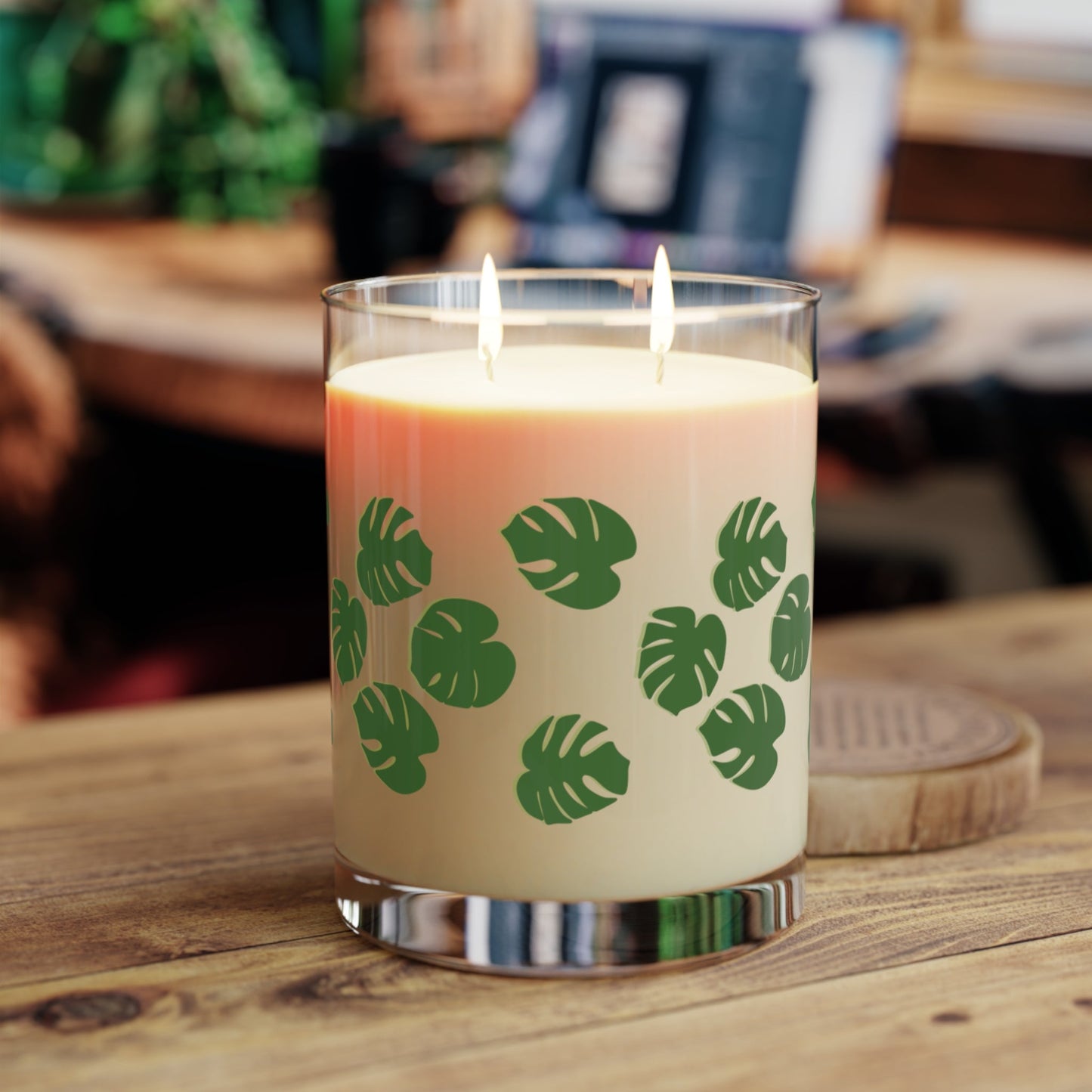 Monstera Pattern Soy Candle 11 oz – Three Scent Options