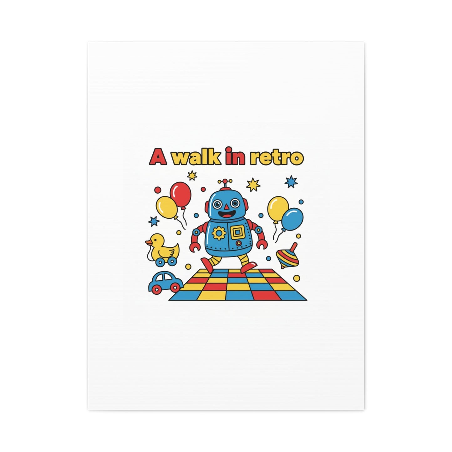 Retro Toy Robot Canvas | Throwback Kid, Primary Color Nostalgia