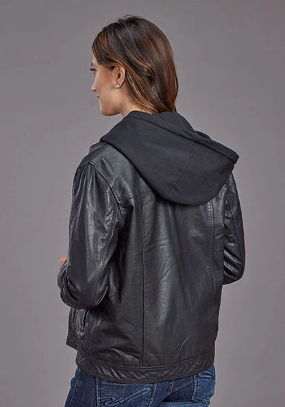 Stetson Hooded Jean Style (Black) - Women's Leather Jacket