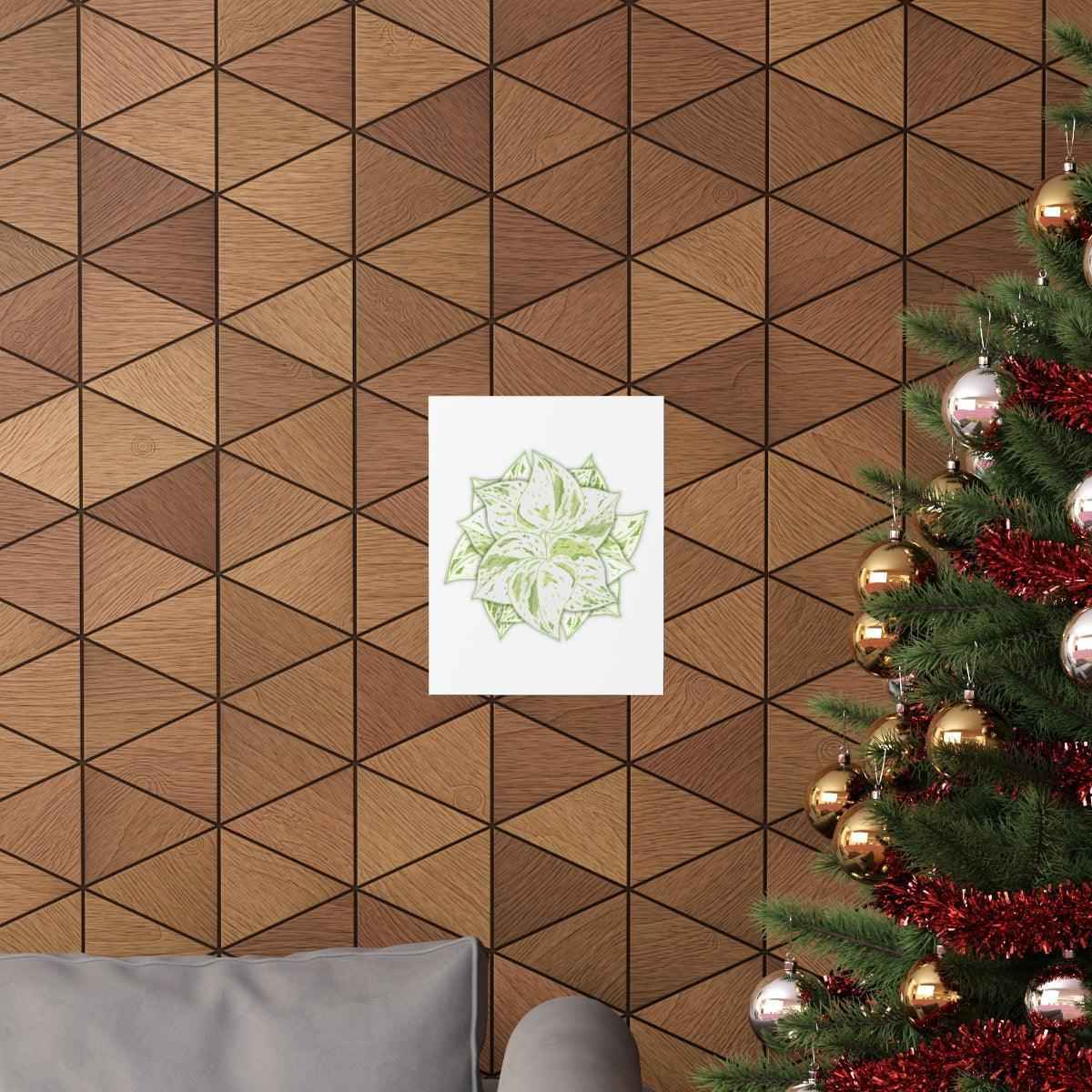 Snow Queen Pothos Botanical Print – Unframed Wall Art