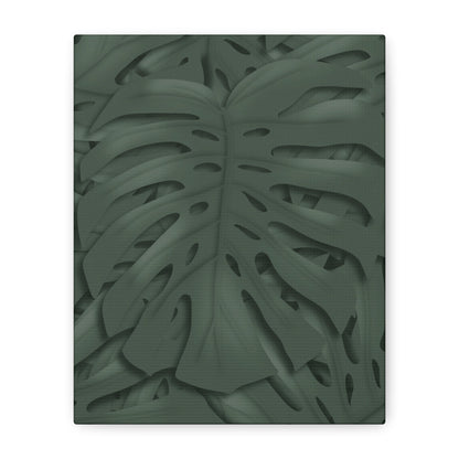 Deep Green Monstera Canvas Print – Botanical Wall Art