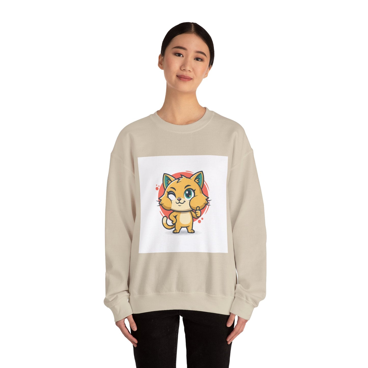 Cute Cheeky Kitty Illustration Sweatshirt | Rodent-Core Cute-Meets-Subversive