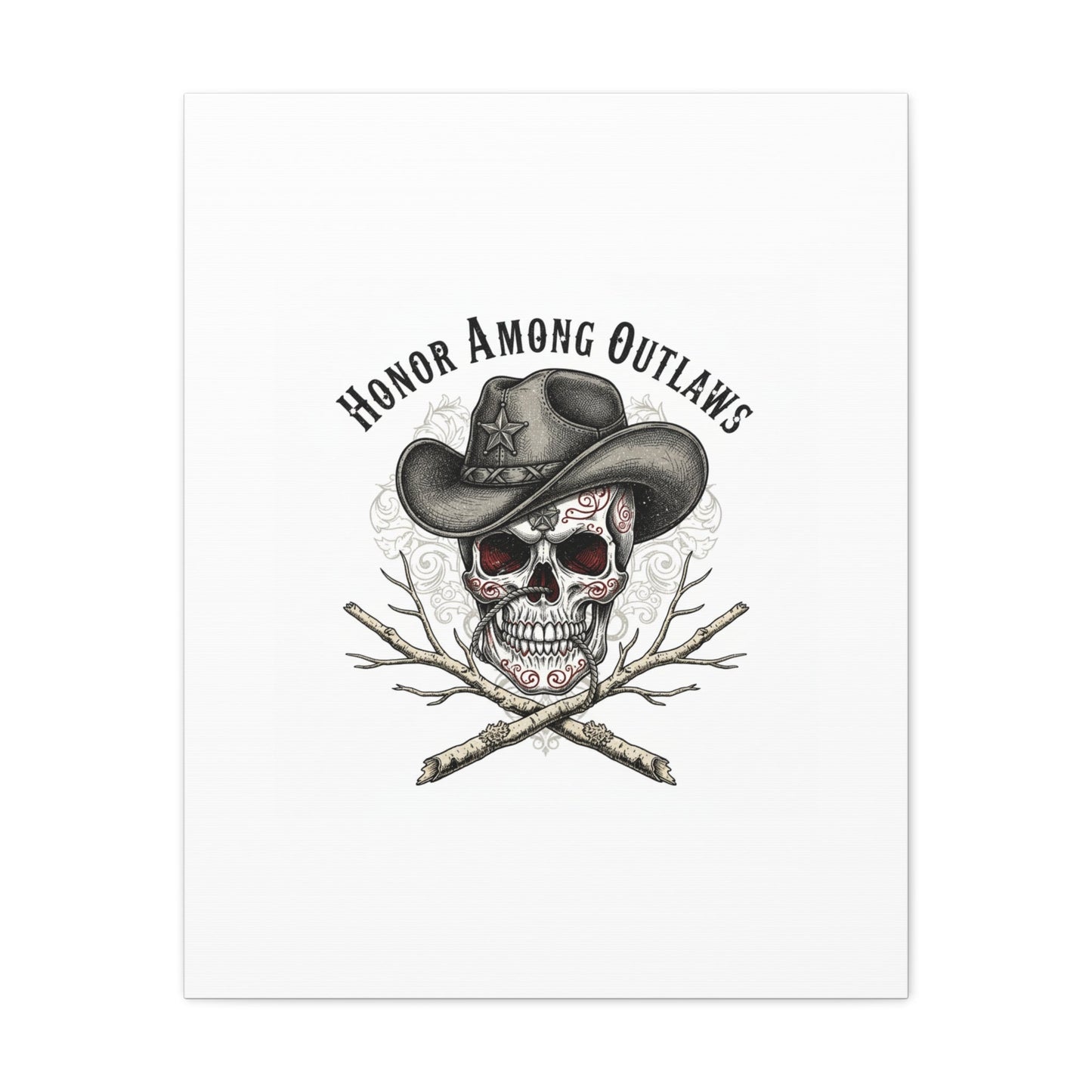 Honor Among Outlaws Canvas | Western Skull Art, Gothic Americana Desert Noir