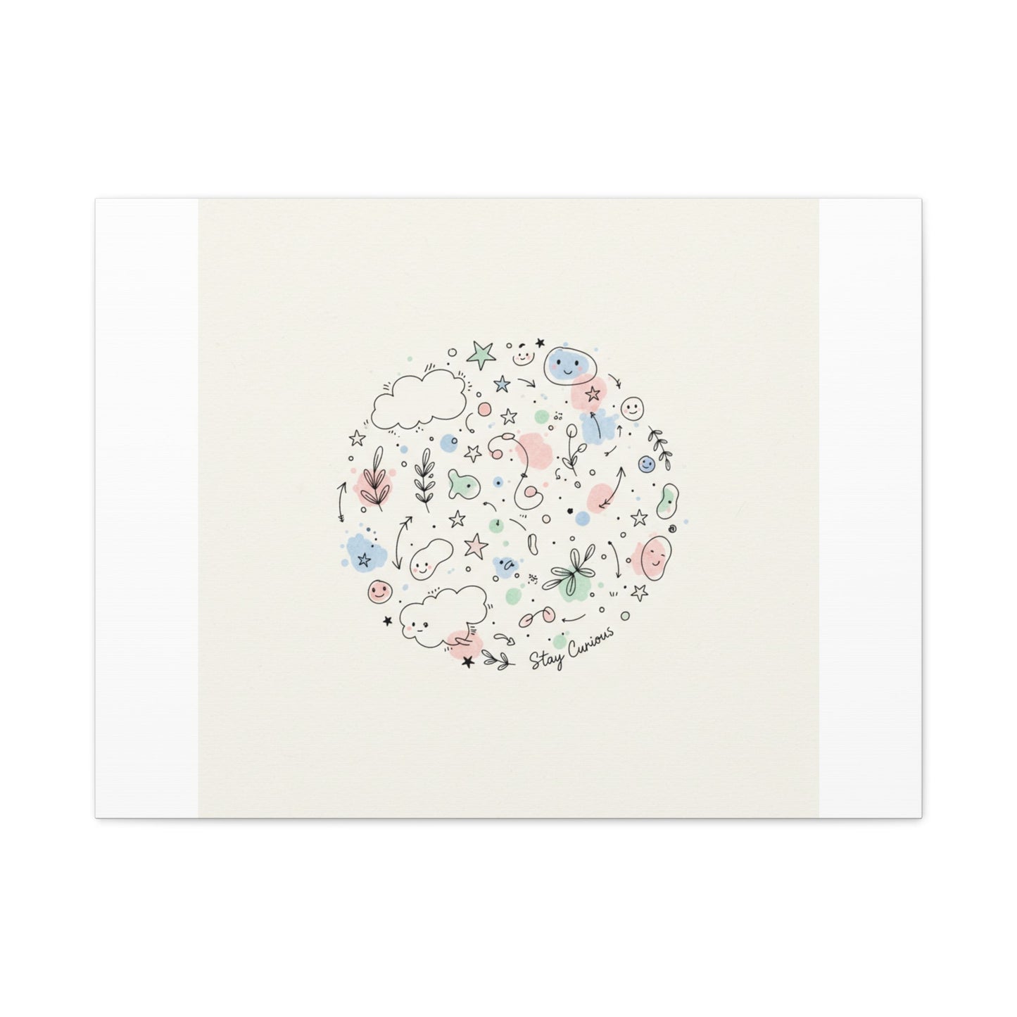 Doodle Circle Line Drawing Matte Canvas, Hand-Drawn Sketch Art