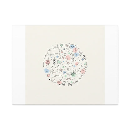 Doodle Circle Line Drawing Matte Canvas, Hand-Drawn Sketch Art
