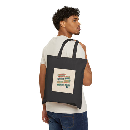 Love Languages Meme Tote | acts of snacks, quiet love canvas tote