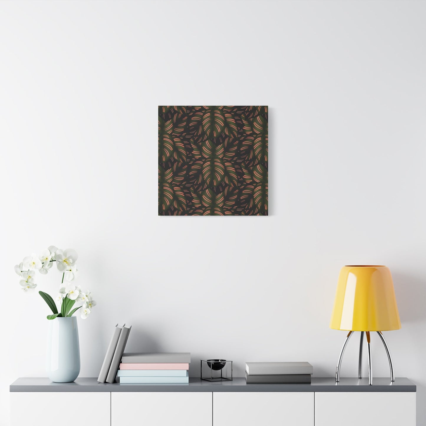 Calathea Pinstripe Pattern Canvas Print – Botanical Wall Art