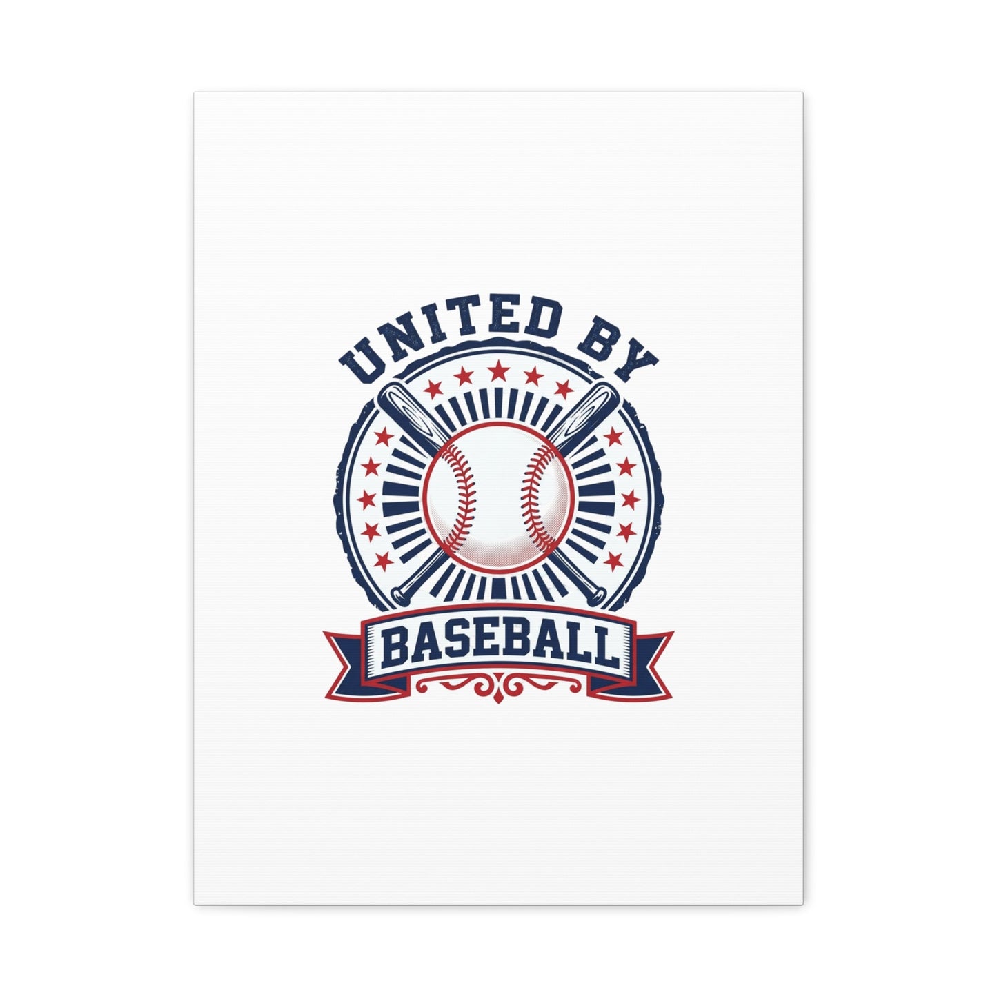 United by Baseball Canvas | Patriotic Baseball Graphic, Red White Blue Wall Art