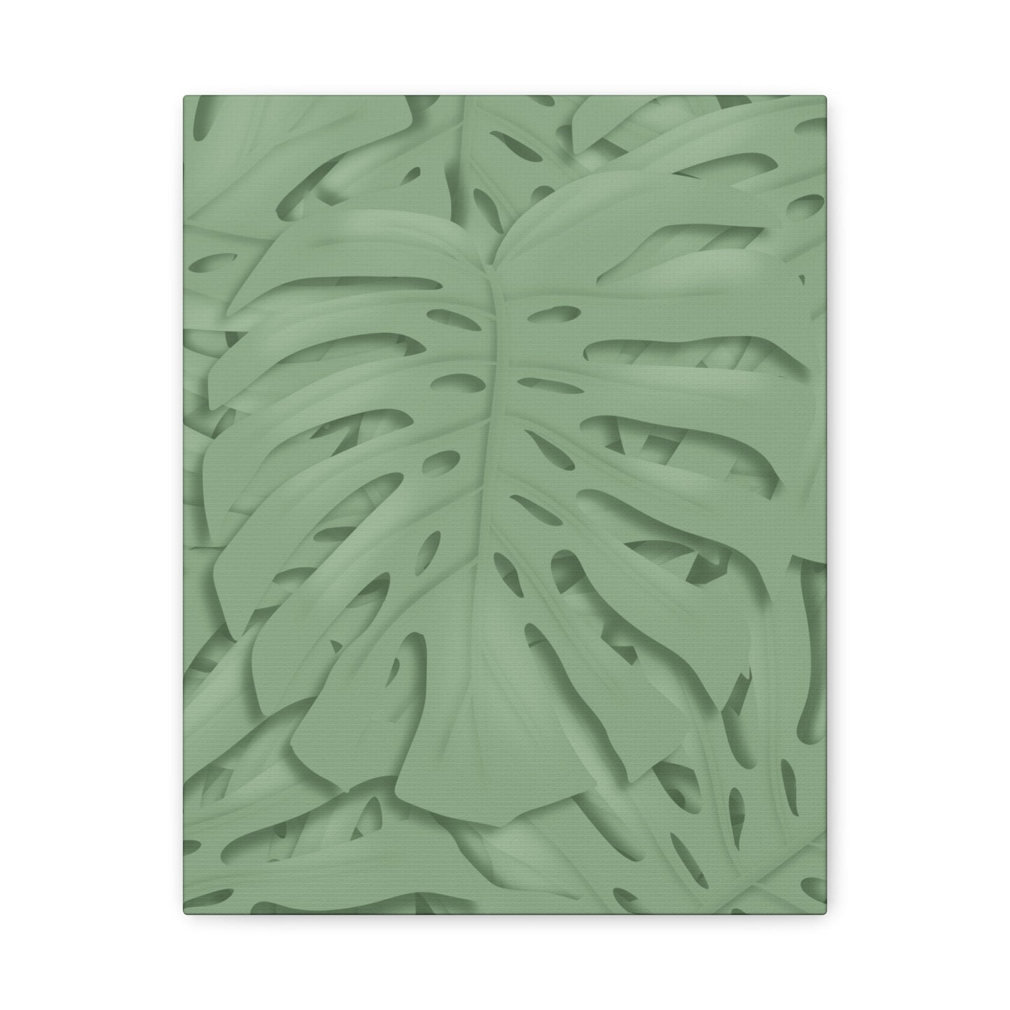 Sage Green Monstera Canvas Print – Botanical Wall Art