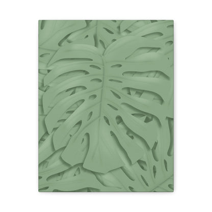 Sage Green Monstera Canvas Print – Botanical Wall Art