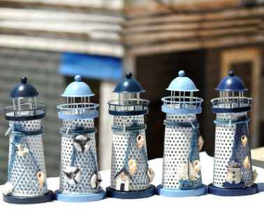 Mediterranean style medium iron lighthouse candlestick iron tabletop candlestick