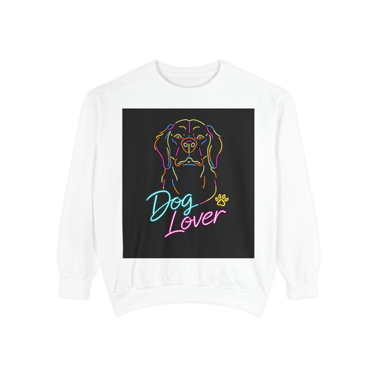 Dog Lover Sweatshirt — Neon Puppy Graphic Crewneck