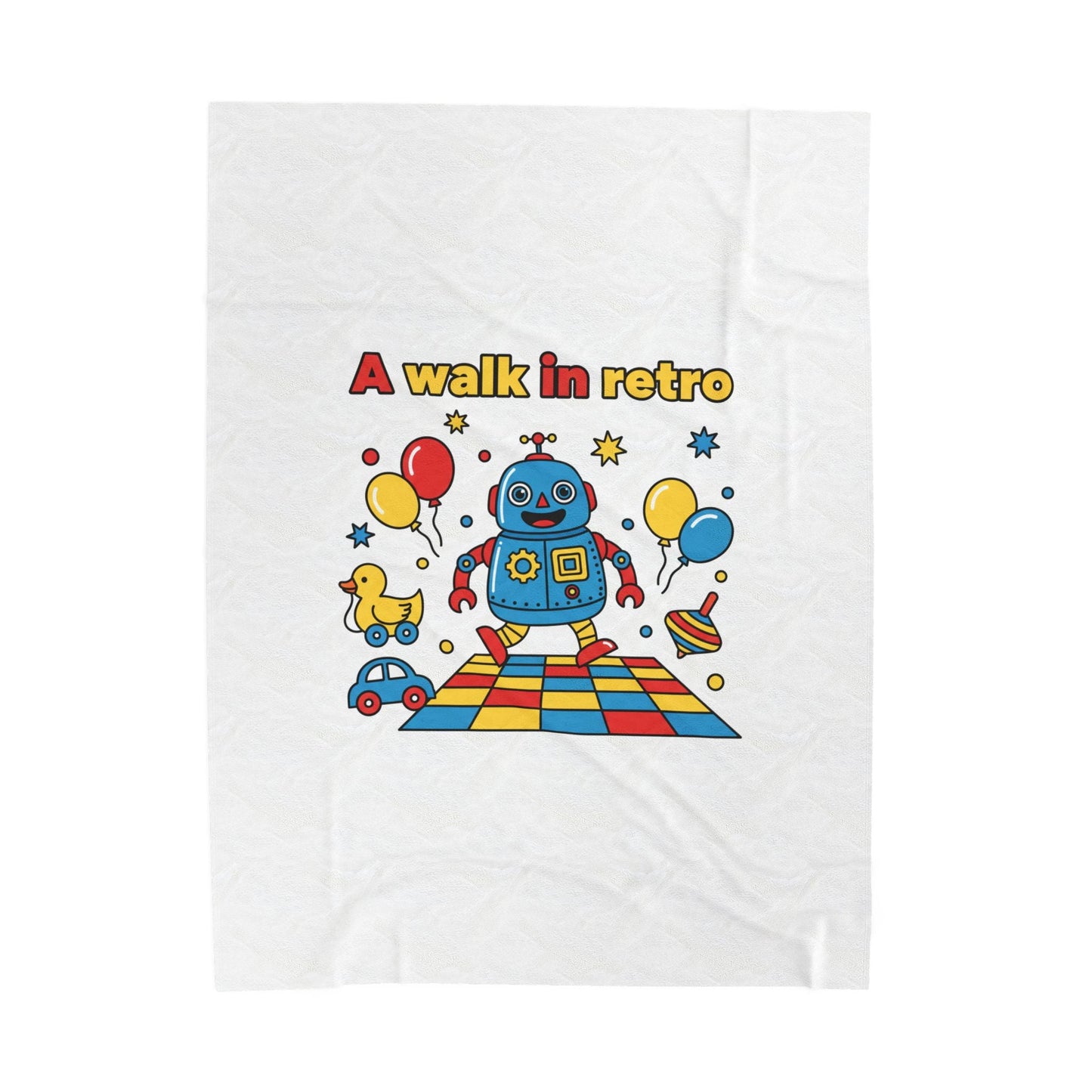 Retro Toy Robot Plush Blanket | Throwback Kid primary color nostalgia