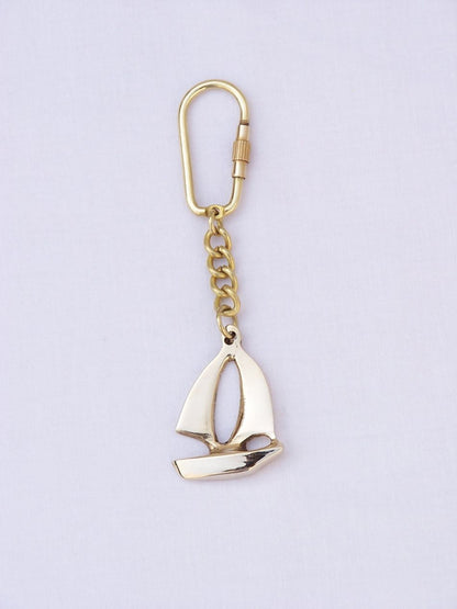 Solid Brass Yacht Key Chain 5""