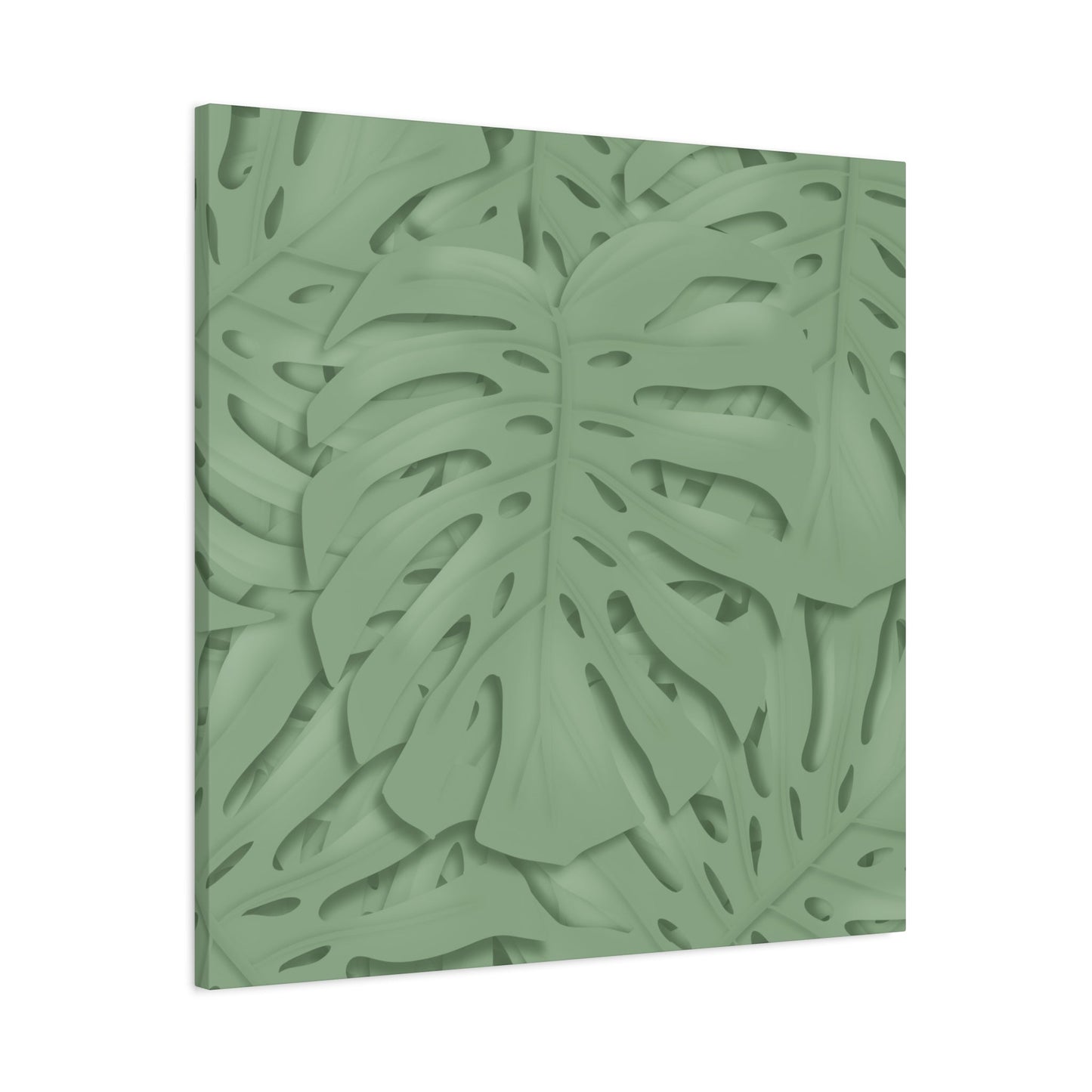 Sage Green Monstera Canvas Print – Botanical Wall Art