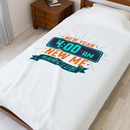 New Year 4:00 AM Club Velveteen Plush Blanket, holiday loungewear, festive novelty