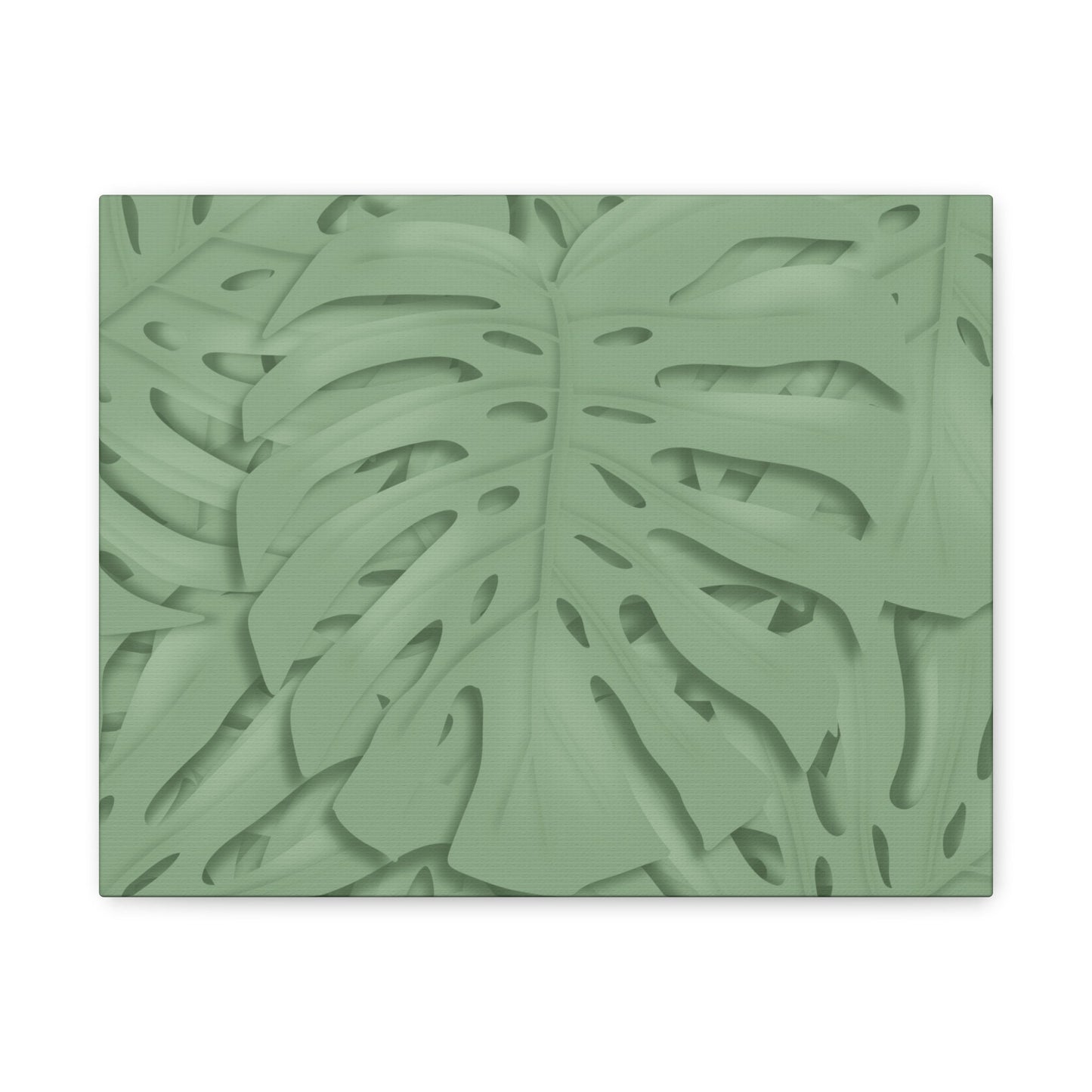 Sage Green Monstera Canvas Print – Botanical Wall Art