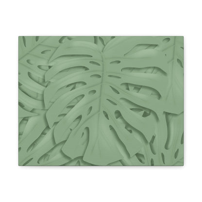 Sage Green Monstera Canvas Print – Botanical Wall Art