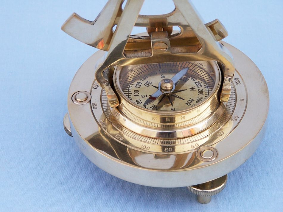 Solid Brass Alidade Compass 7""