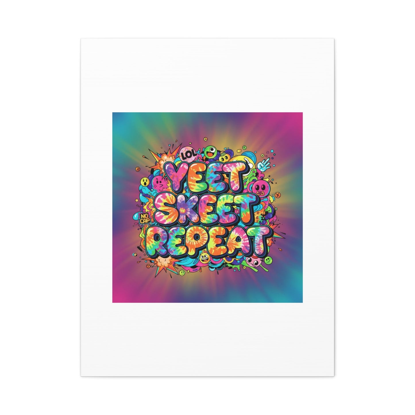 Yeet Skeet Repeat Canvas | Slogan & Glitch Graphic, Meme Phrase Wall Art