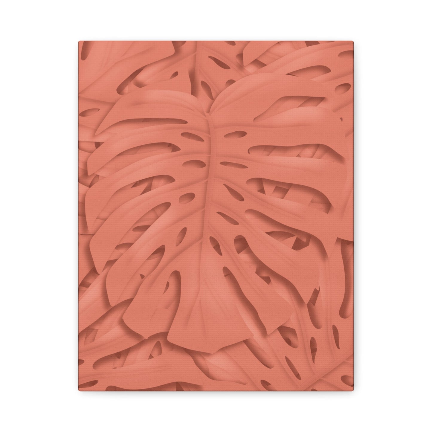 Coral Monstera Canvas Print – Botanical Wall Art