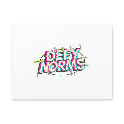 Defy Norms Canvas, Anti-Aesthetic Glitch Typography, Brutalist Poster Style