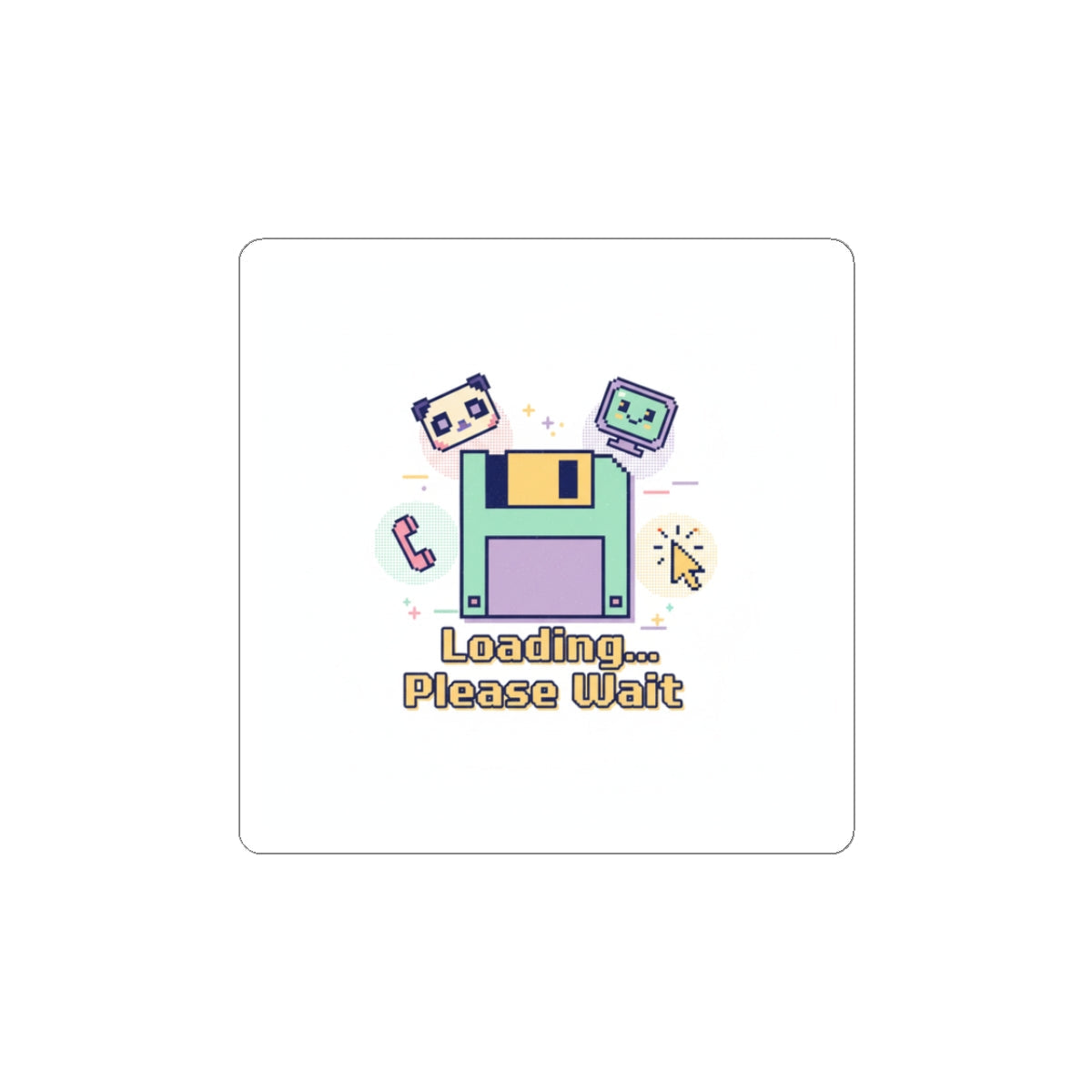 Loading Please Wait Floppy Disk Sticker | Old Internet Aesthetic, 90s Web Nostalgia