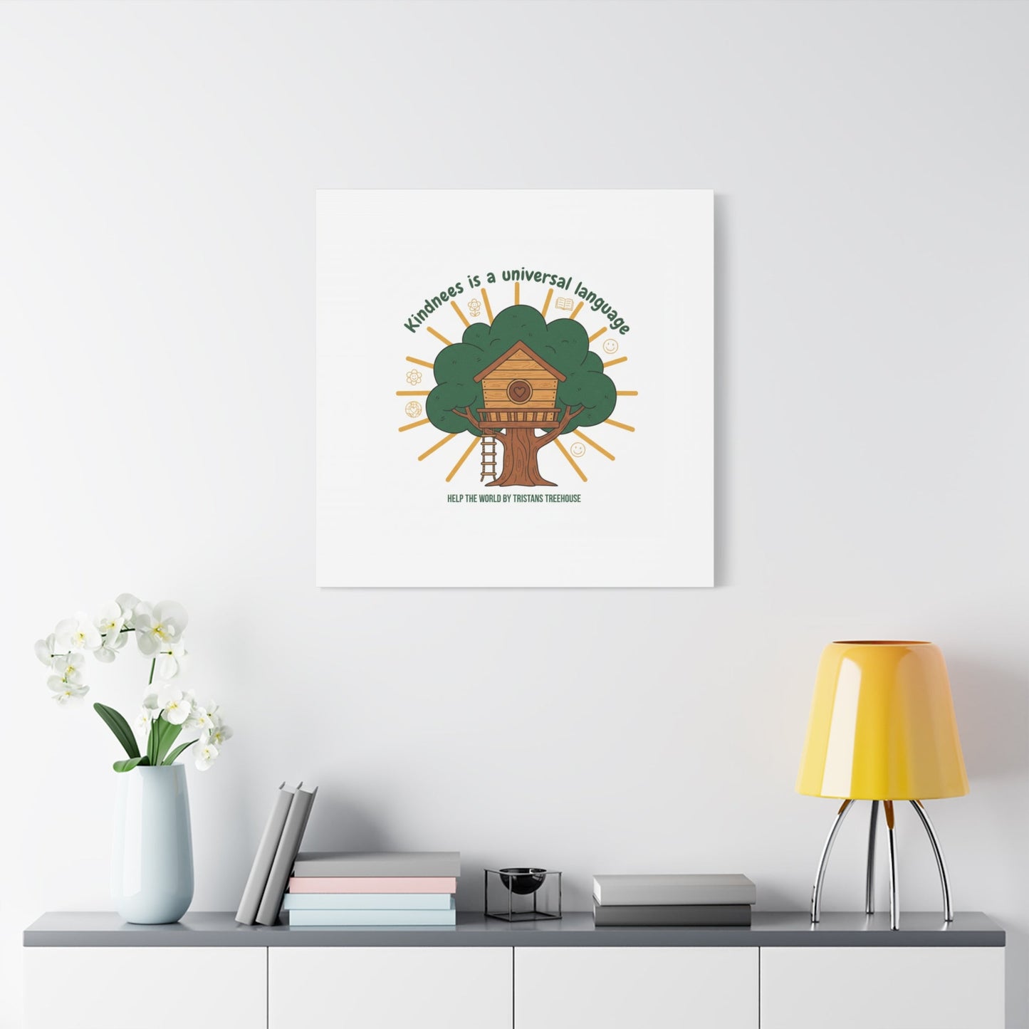 Kindness Is a Universal Language Canvas | Eco Humor, Treehouse Art