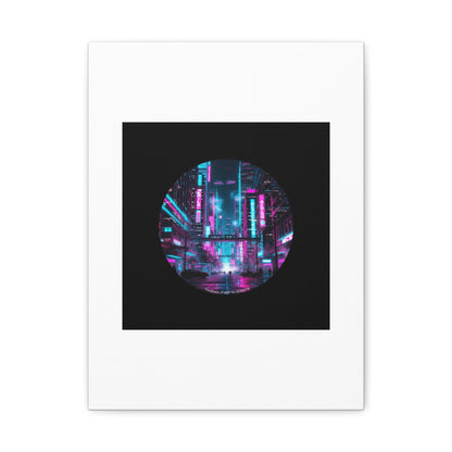 Neon Cyberpunk Cityscape Canvas | synthwave skyline, future city art