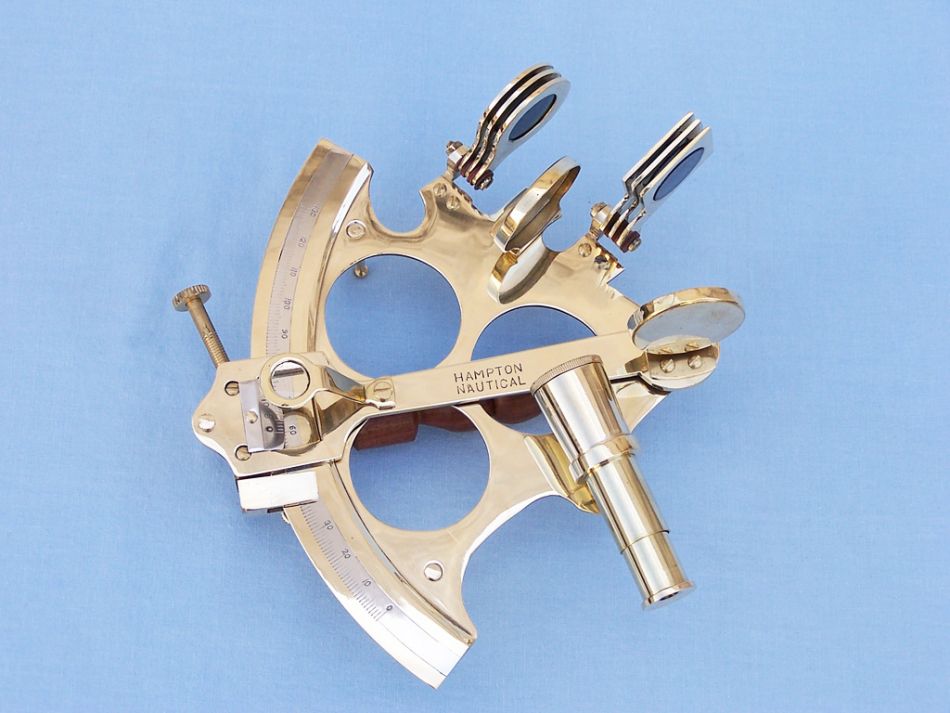 Captain's Brass Sextant with Rosewood Box 8""