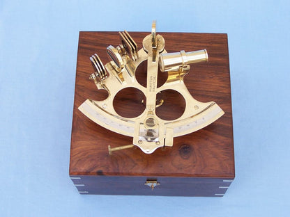 Captain's Brass Sextant with Rosewood Box 8""