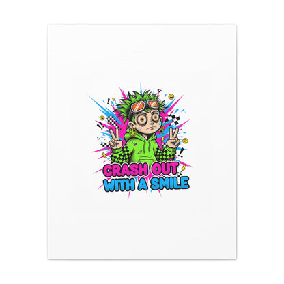 Crash Out With a Smile Canvas Print | Neon Skate Graffiti, Meme Meltdown Art