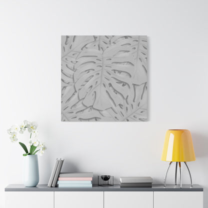 Soft Grey Monstera Canvas Print – Botanical Wall Art