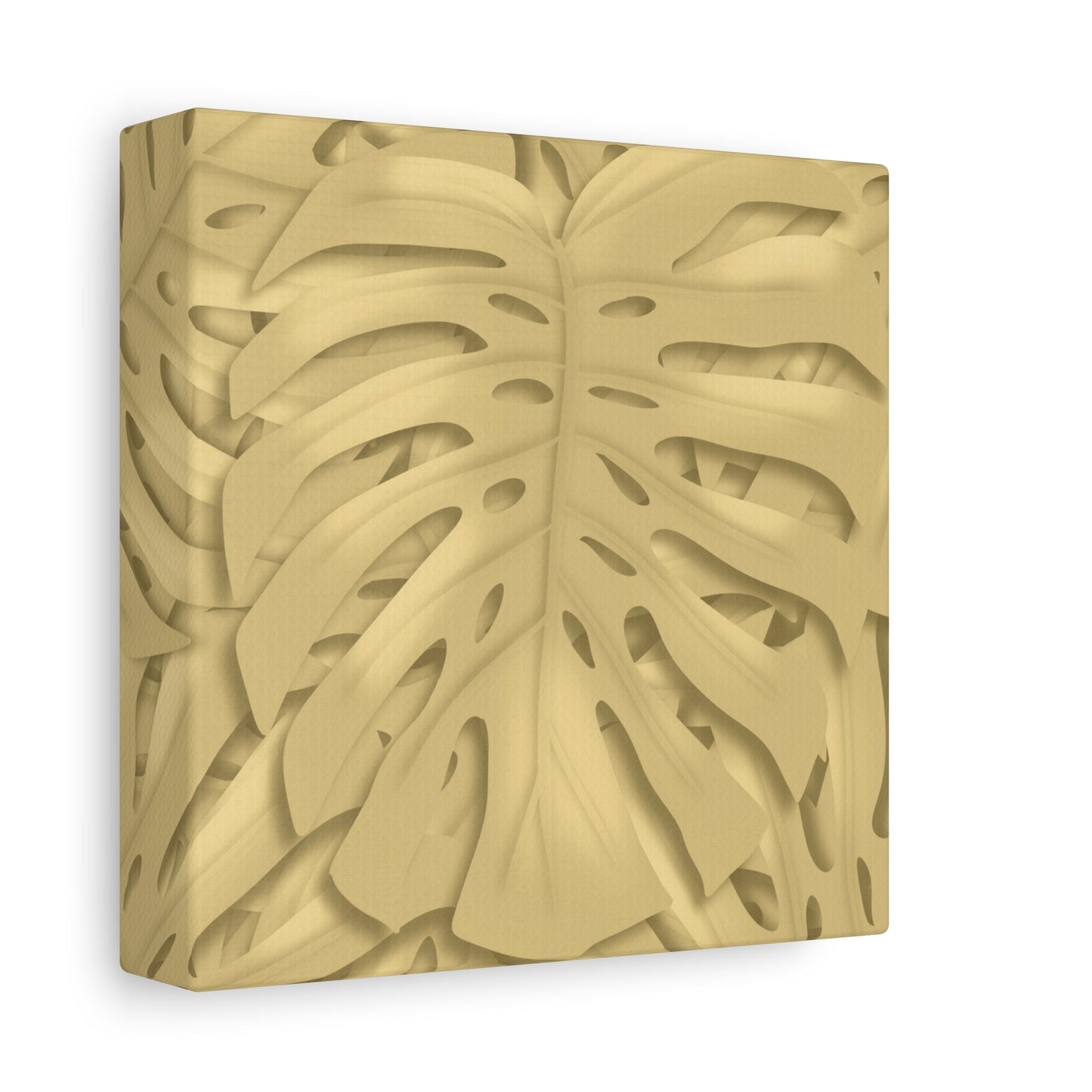 Golden Monstera Canvas Print – Botanical Wall Art