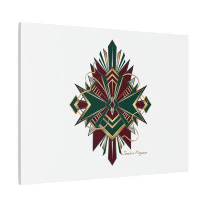 Art Deco geometric brass print Canvas | Neo-Deco chrome & gold fan motif