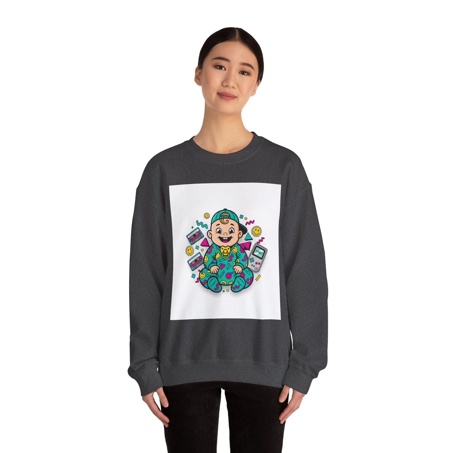 Retro Gamer Baby Crewneck Sweatshirt — Cute Arcade Controller Design