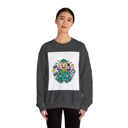 Retro Gamer Baby Crewneck Sweatshirt — Cute Arcade Controller Design