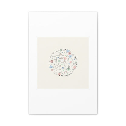 Doodle Circle Line Drawing Matte Canvas, Hand-Drawn Sketch Art